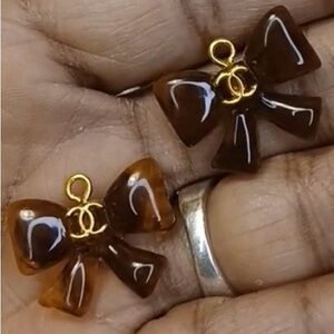 CC Brown Bow Charm with Gold Details